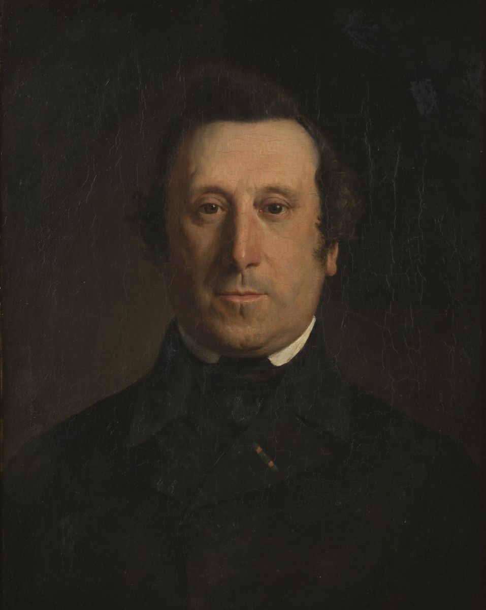 Gijsbert op ten Nones (Arnhem 1821 - 1870 Arnhem), Portrait of a gentleman. 签名和日&hellip;