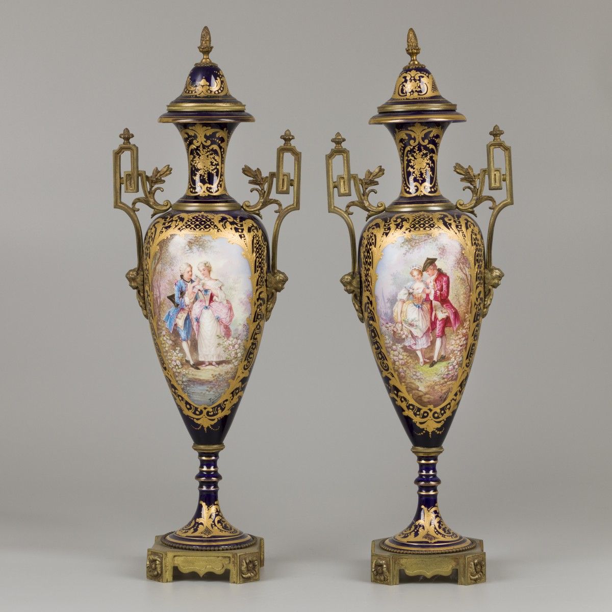 A set of (2) porcelain vases with bronze mounts, Chateau des Tuileries. France, &hellip;