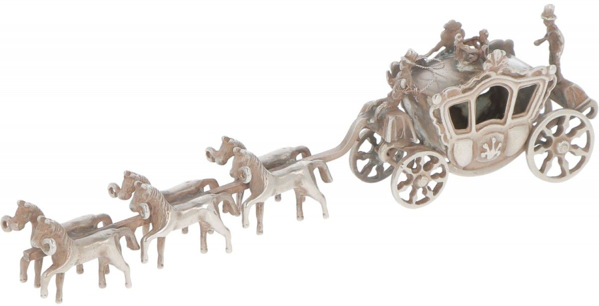 Miniature royal carriage with six horses in silver. Highly detailed. Netherlands&hellip;