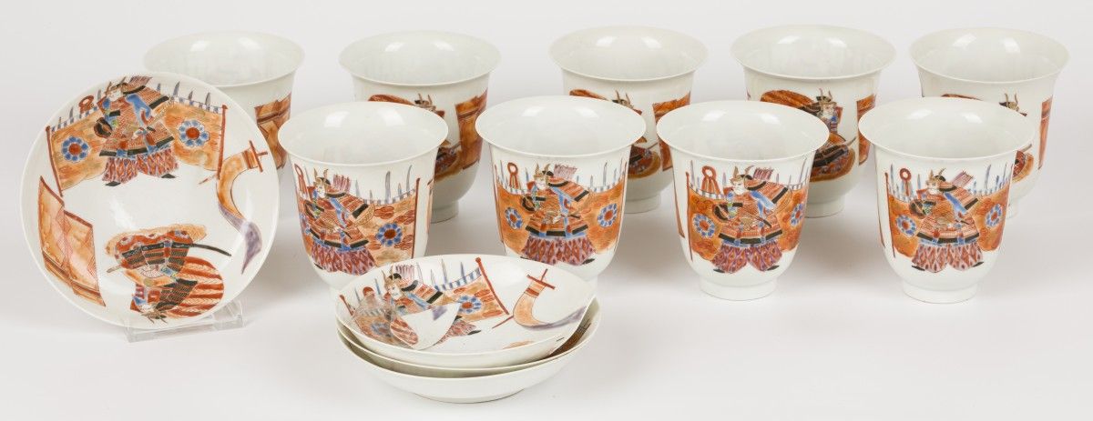 A lot of (13) eggshell porcelain cups and saucers, marked: Hirado, Japan, 1st qu&hellip;