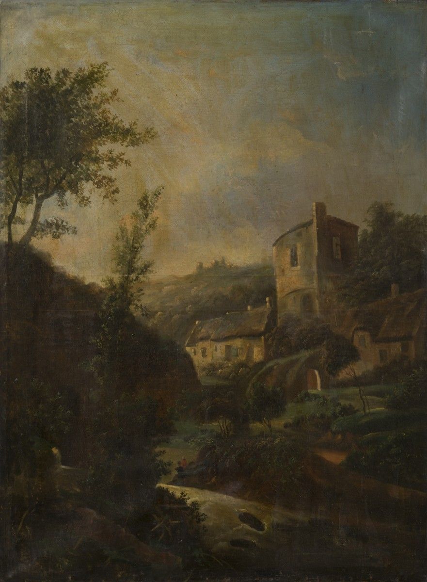 Italian School, ca. 1800. A torrent running through a rocky landscape. Senza fir&hellip;