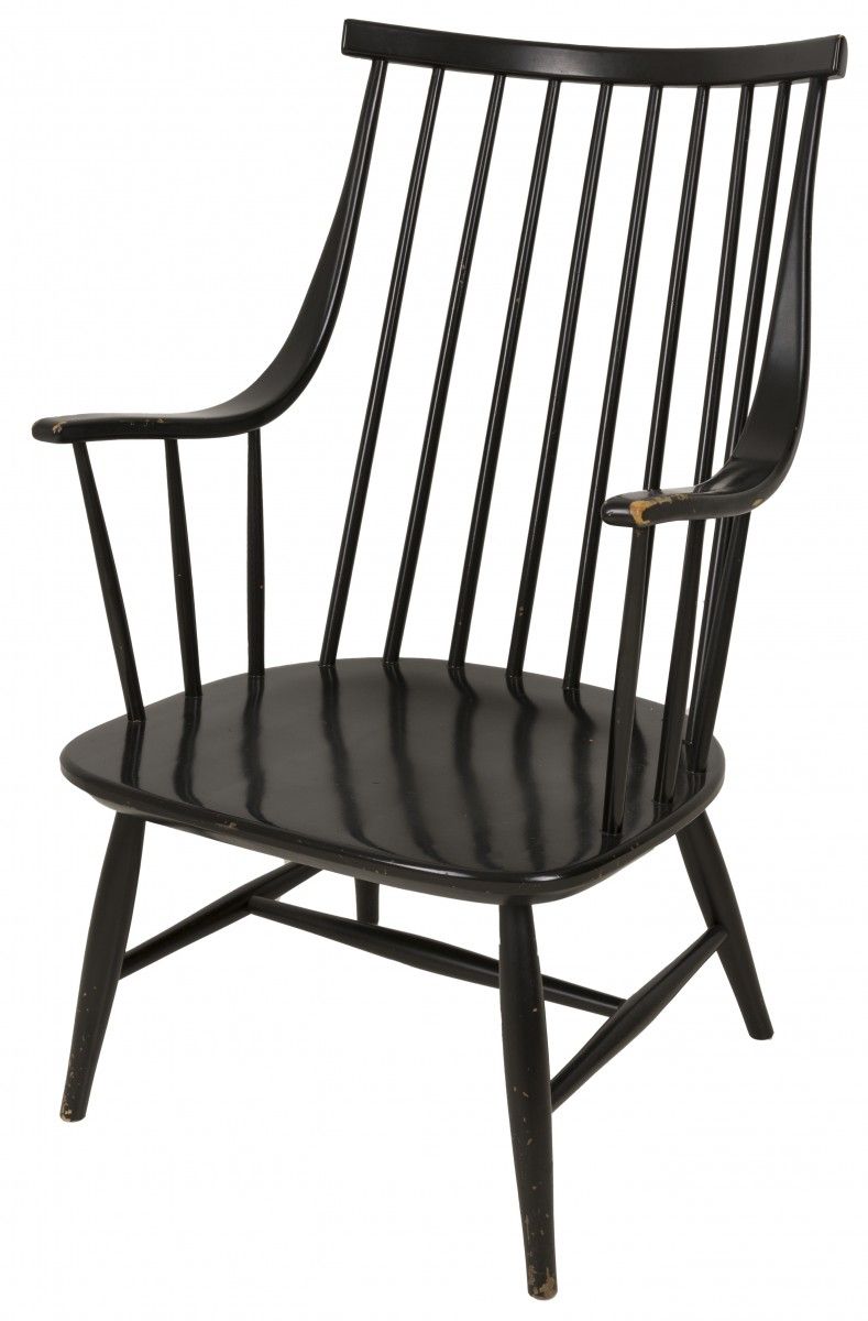 A black painted wood Scandinavian design "shaker-style" armchair, Denmark, 2nd h&hellip;