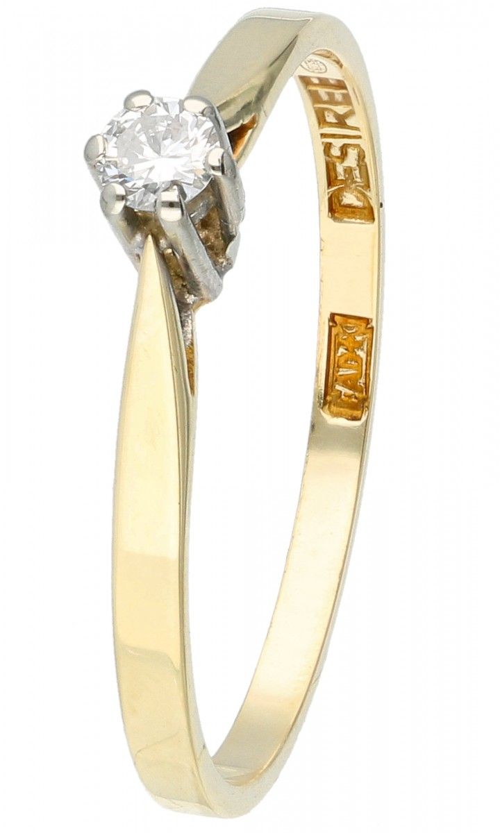 14K. Yellow gold Desiree solitaire ring set with approx. 0.09 ct. Diamond. Serti&hellip;
