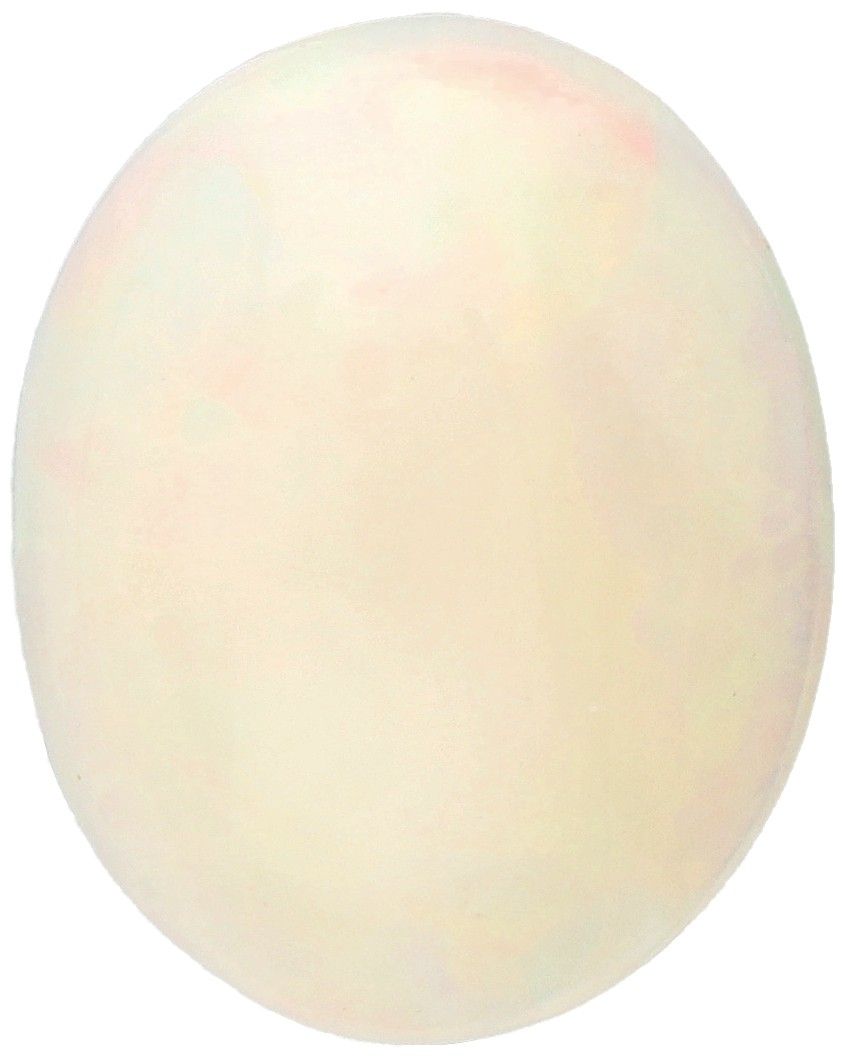 IDT Certified Natural White Opal Gemstone 5.93 ct. 切工:椭圆凸圆形，颜色：白色，带颜色，重量：5.93克拉。&hellip;