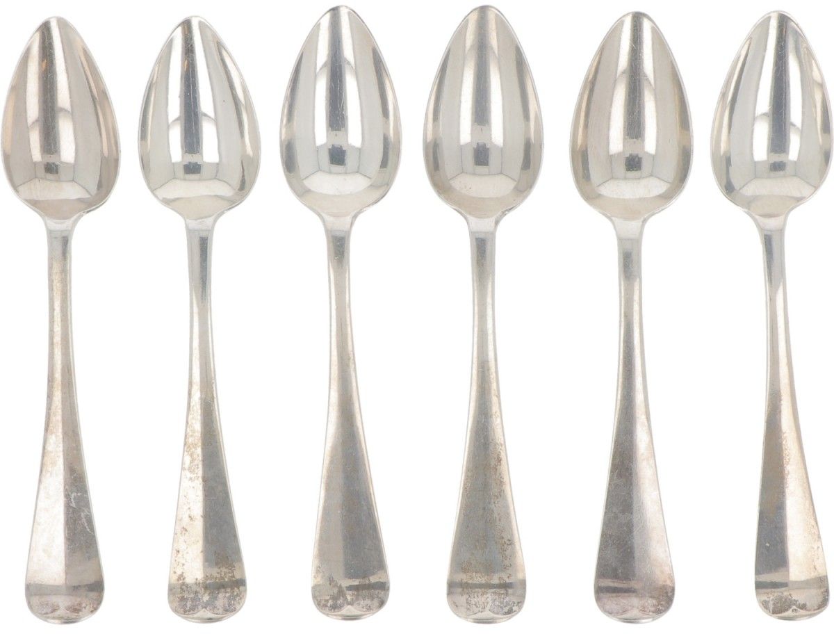 (6) piece set coffee spoons "Haags Lofje" silver. "Haags Lofje"。荷兰，Voorschoten，J&hellip;