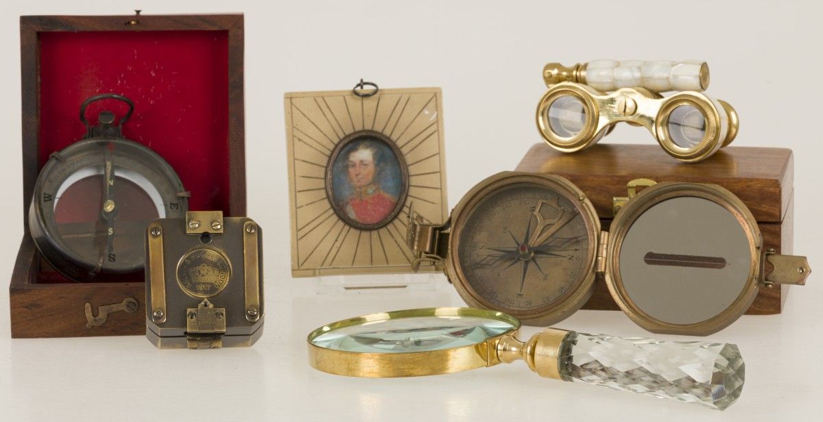 A lot of various items including nautical objects such as compasses and a mother&hellip;