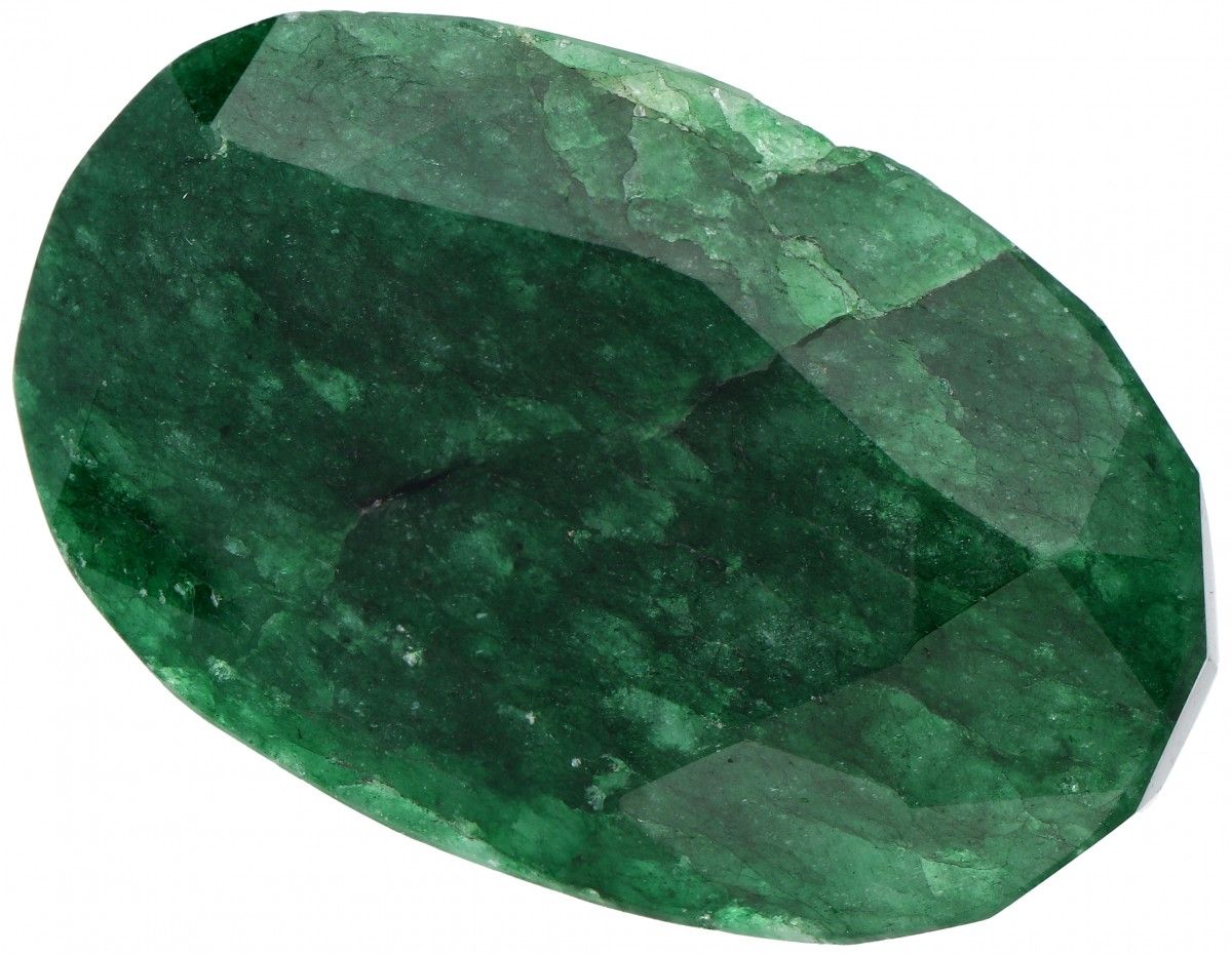 IGL&I Certified Natural Emerald Gemstone 252.10 ct. 切工:椭圆形混合，颜色：绿色，重量：252.10克拉。(&hellip;