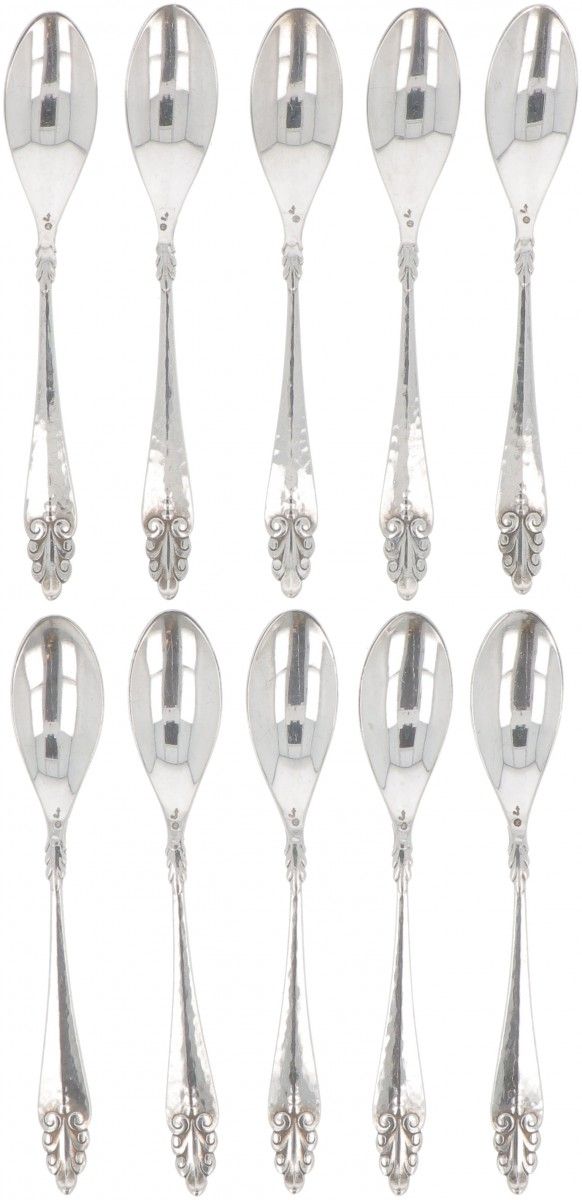 (10) piece set teaspoons silver. Equipped with beautiful decorations and hammere&hellip;