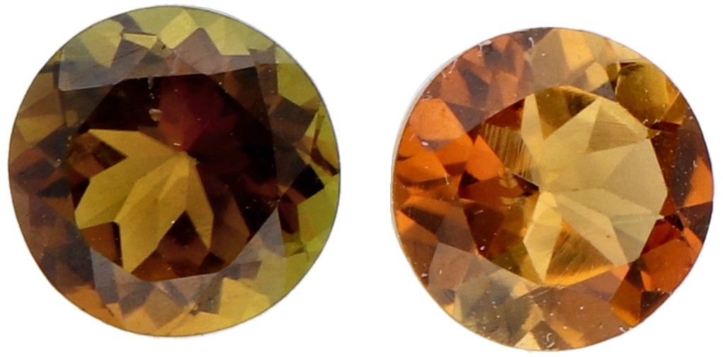Two GLI Certified Natural Tourmaline Gemstones of 0.95 ct. And 0.85 ct. 切工:圆形，颜色&hellip;