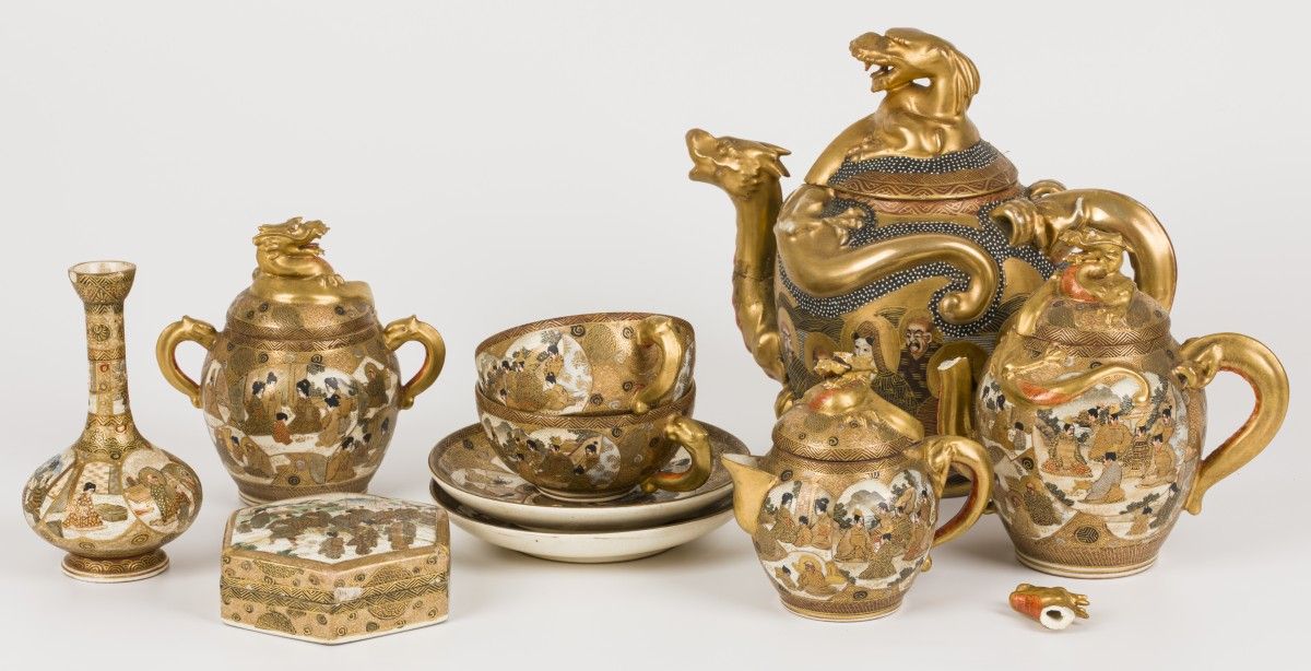 An (8)-piece porcelain Satsuma tea set, Japan, 1st quarter of the 20th century. &hellip;