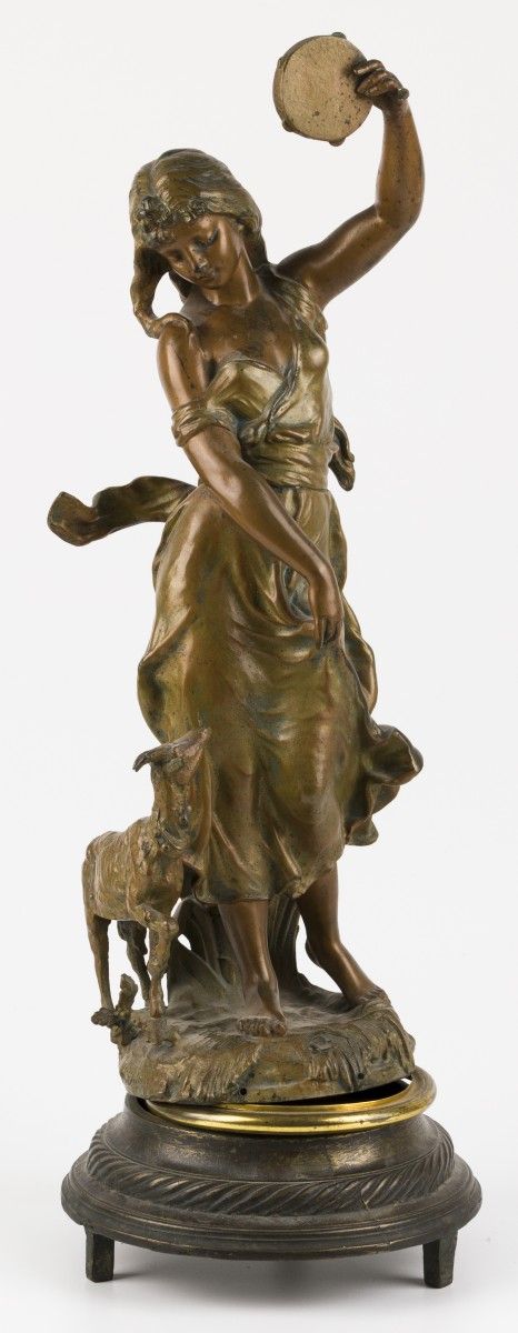 Signed Auguste Moreau (1834 - 1917) - Sculpture, Lady with kid goat; "Esmeralda"&hellip;