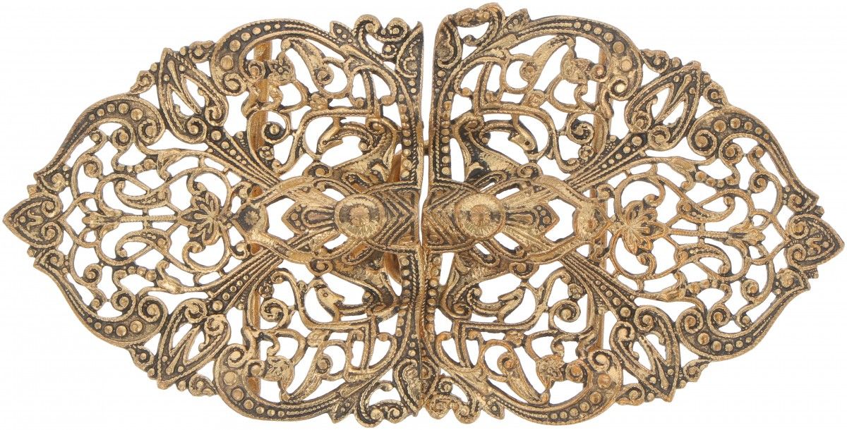 Belt buckle BLA. Beautiful openwork model, gilded. Early 20th century, - signs o&hellip;