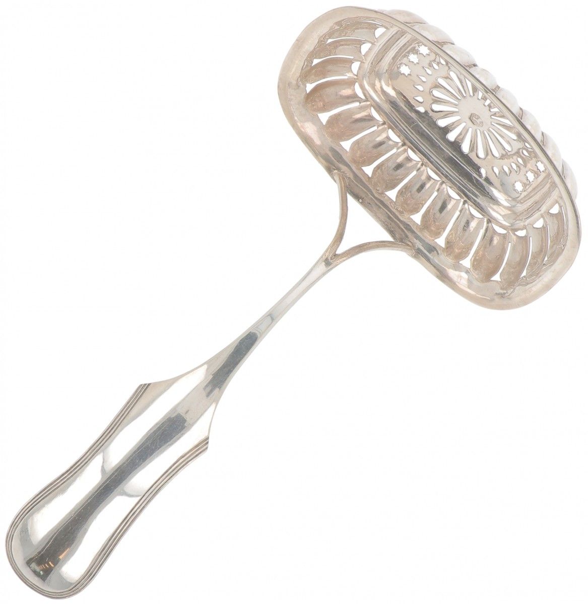 Sprinkler spoon silver. 长方形镂空洒水盘，手柄有双线边。荷兰，1838年，印记。Leeuw, Minerva，不清楚的制造商标记，D，-&hellip;