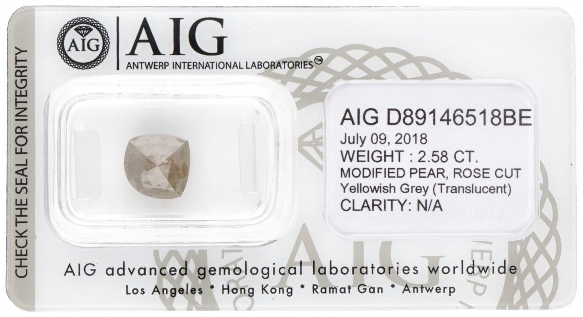 AIG Certified Modified Pear, Rose Cut Natural Diamond 2.58 ct. Gewicht: 2,58 ct.&hellip;