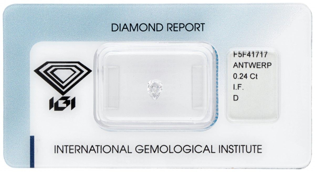 IGI Certified Variation Pear Cut Natural Diamond 0.24 ct. 重量：0.24克拉。(5.21 x 3.65&hellip;