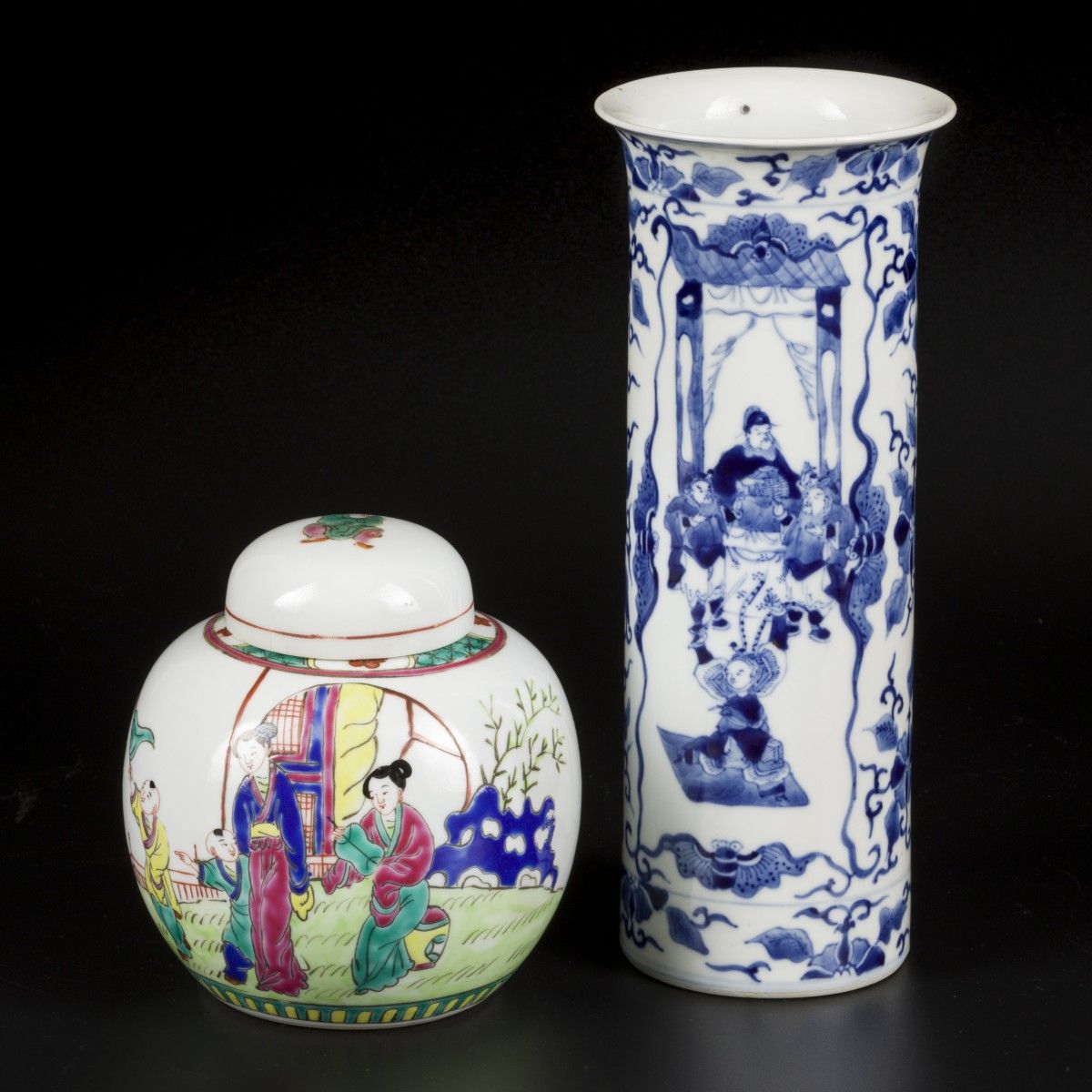 (2) porcelain set consisting of a ginger jar and a beaker vase. China, 19th/20th&hellip;