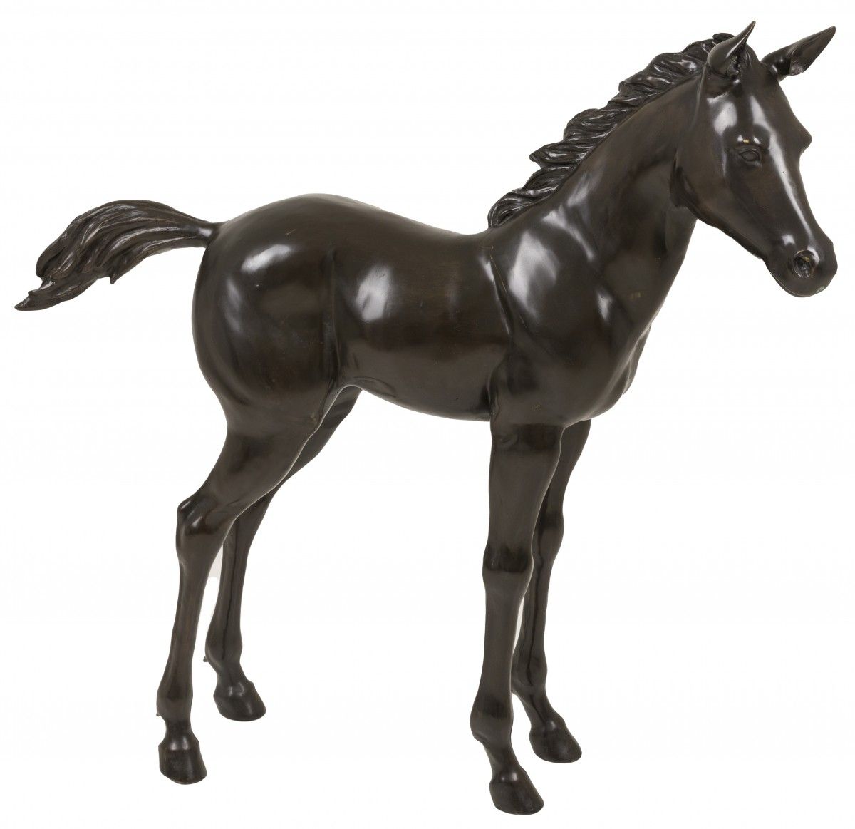 A bronze sculpture of a young foal / baby horse, Germany(?), 20th century. Patin&hellip;