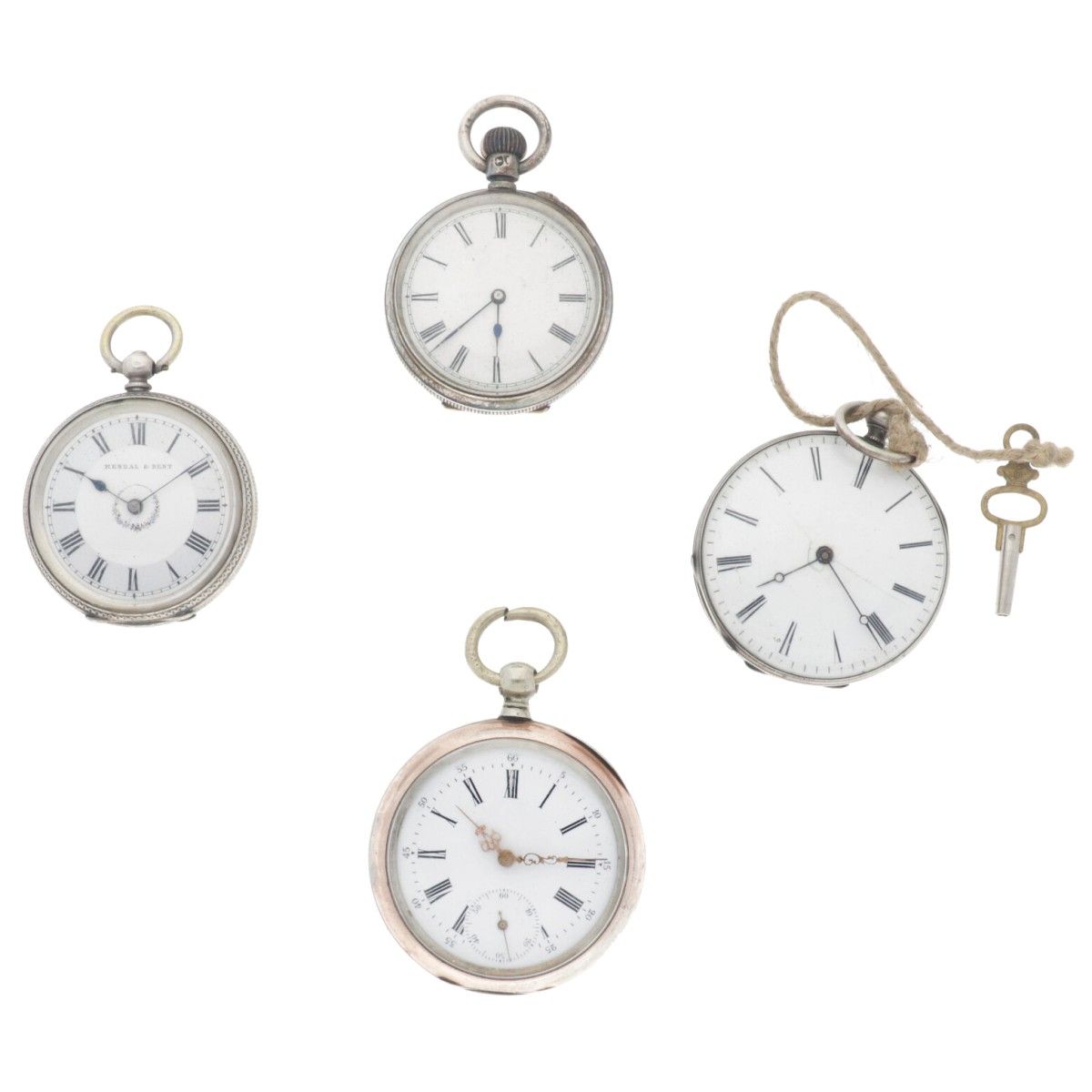Lot (4) Pocket Watches Silver - Men's pocketwatch 表壳: 银色 (800/1000) - 手动上链 - 状态:&hellip;