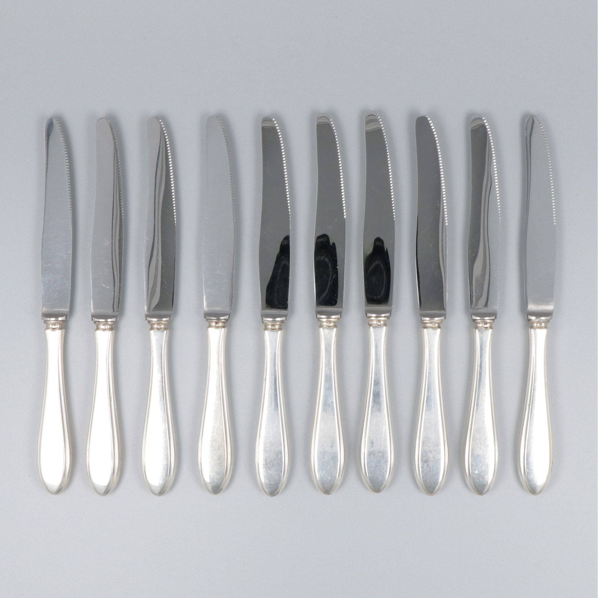 10-piece set of fruit knives silver. "Hollands Puntfilet". Países Bajos, Zeist, &hellip;