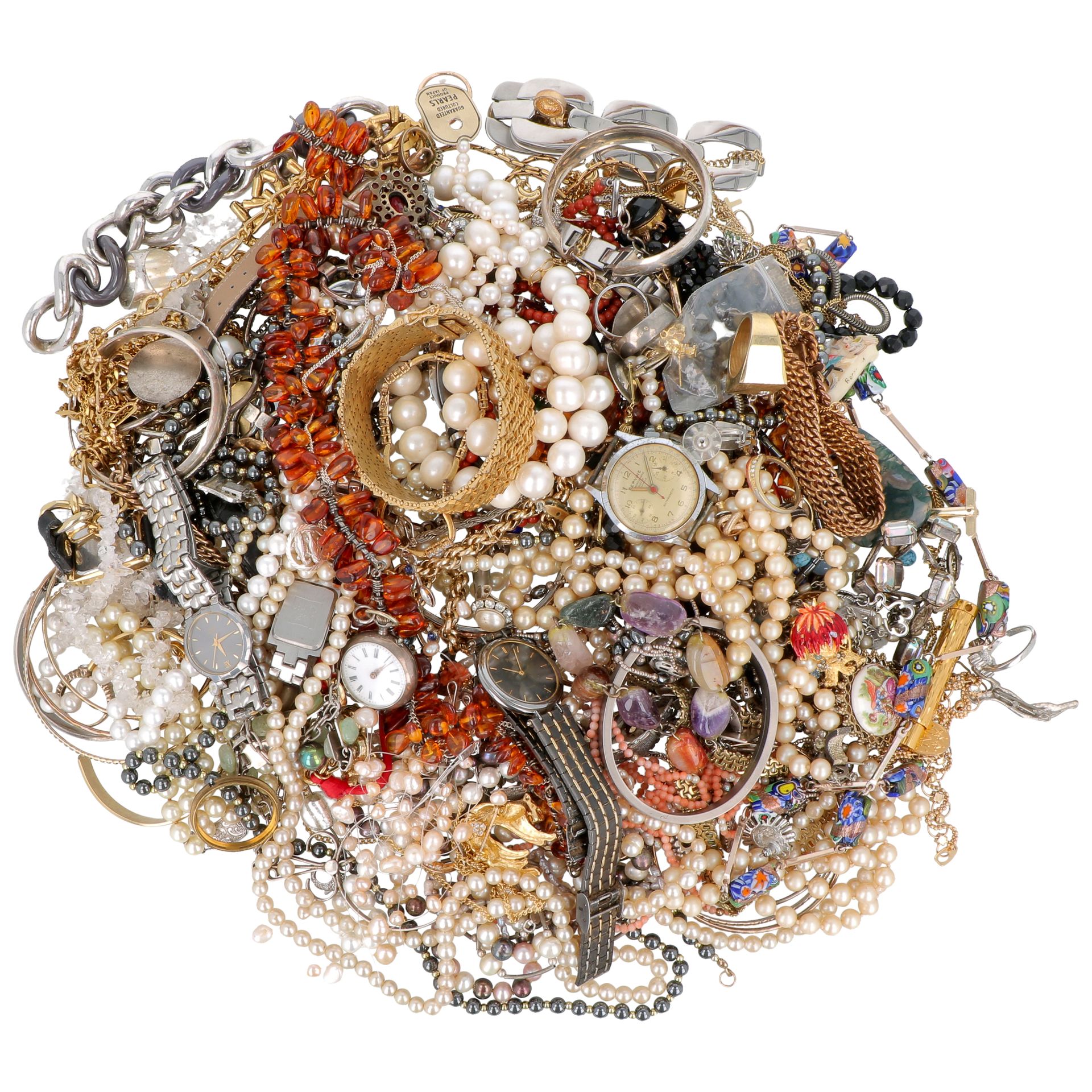 Large lot of costume jewelry, including silver. Großes Konvolut an Modeschmuck, &hellip;
