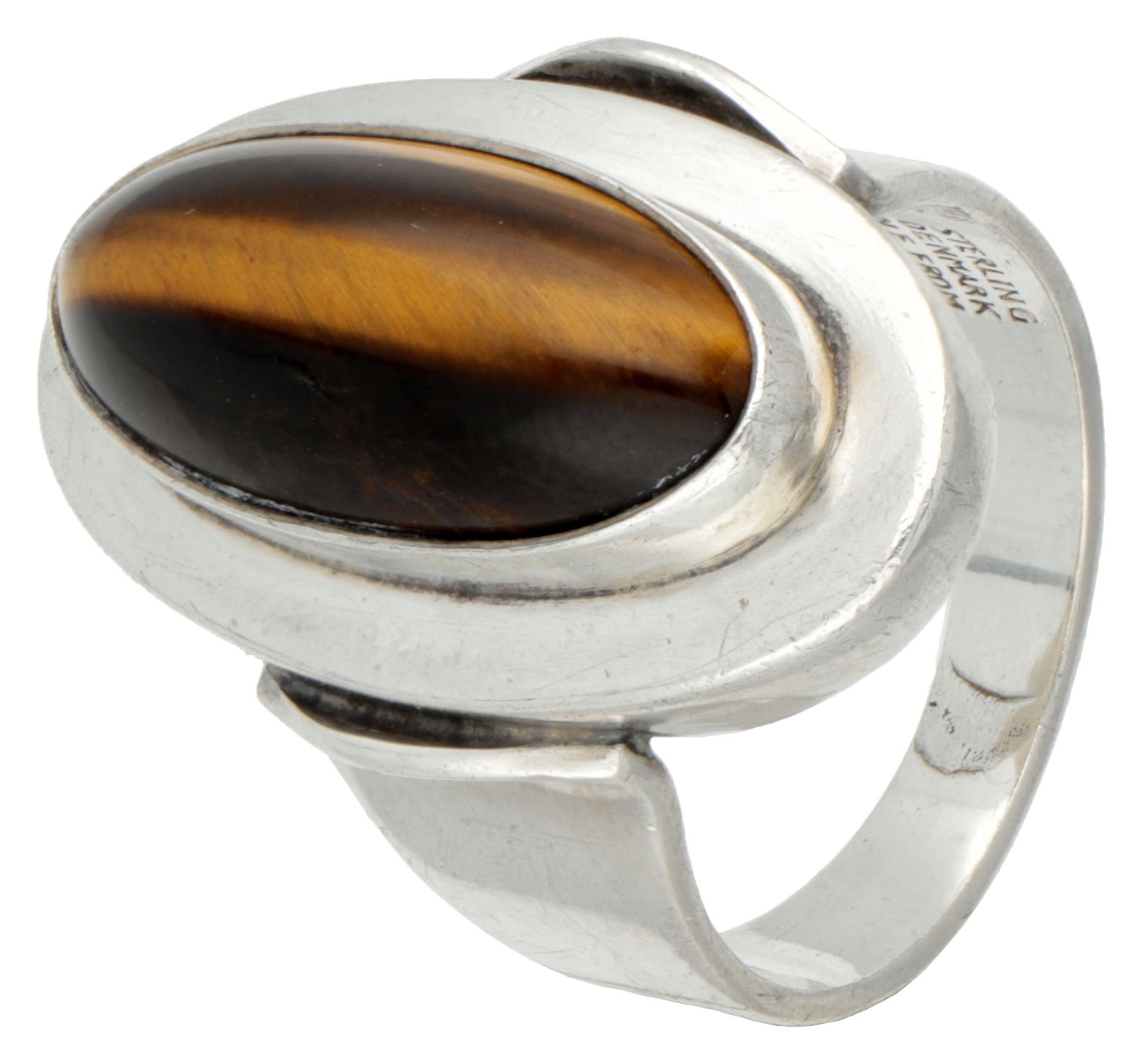 Sterling silver ring set with approx. 5.26 ct. Tiger's eye by Danish designer Ni&hellip;