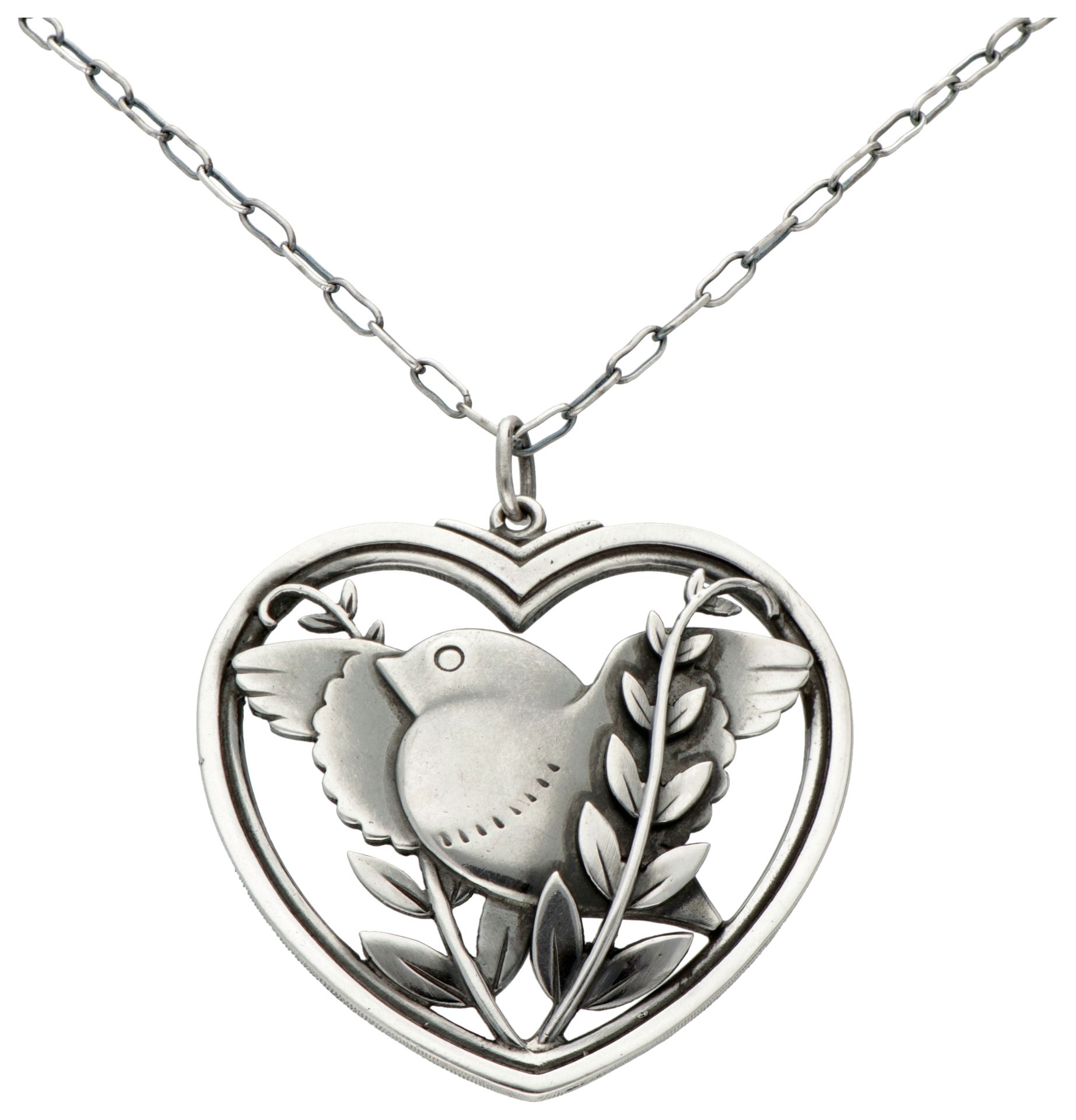 Sterling silver vintage necklace and 'Robin in a Heart' pendant no.97 by Arno Ma&hellip;