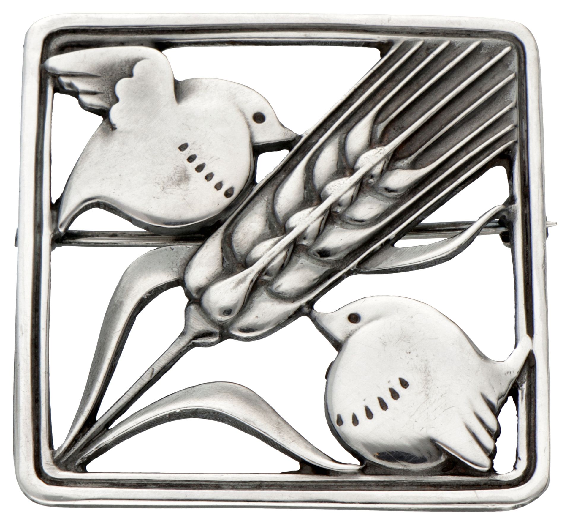 Art Deco sterling silver no.250 'Birds on Wheat' brooch by Arno Malinowski for G&hellip;