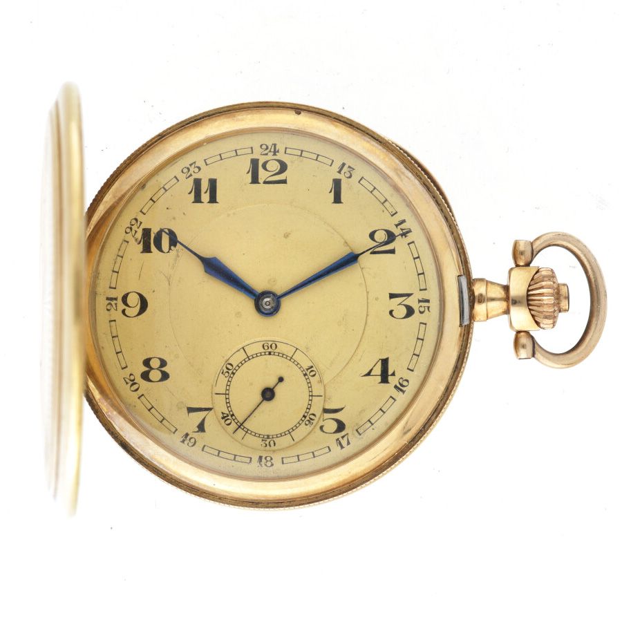 Golden Savonette lever-escapement - Men's pocket watch - approx. 1900. Boîtier :&hellip;