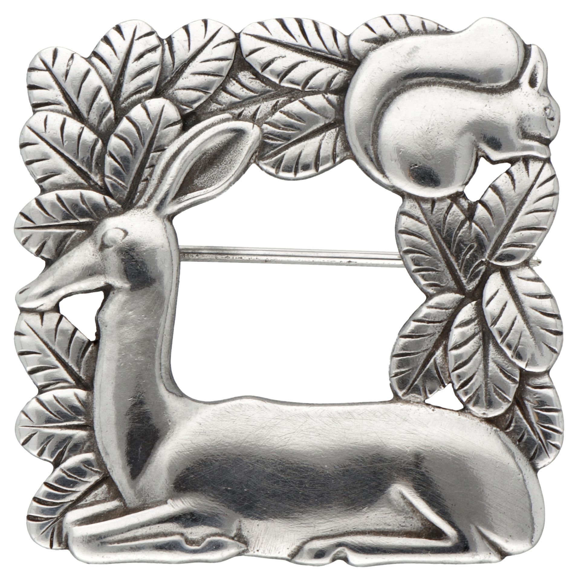 Sterling silver no.318 'Deer and Squirrel' brooch by Arno Malinowski for Georg J&hellip;
