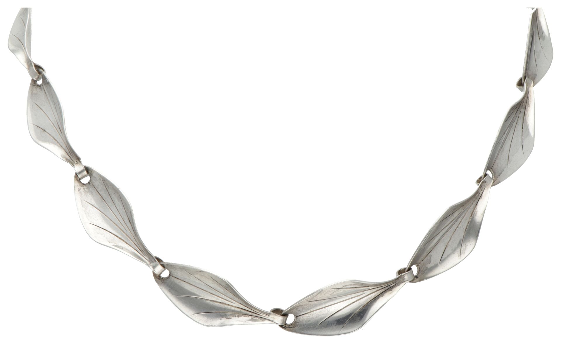 Sterling silver necklace with leaf-shaped links by Danish designer Hermann Siers&hellip;