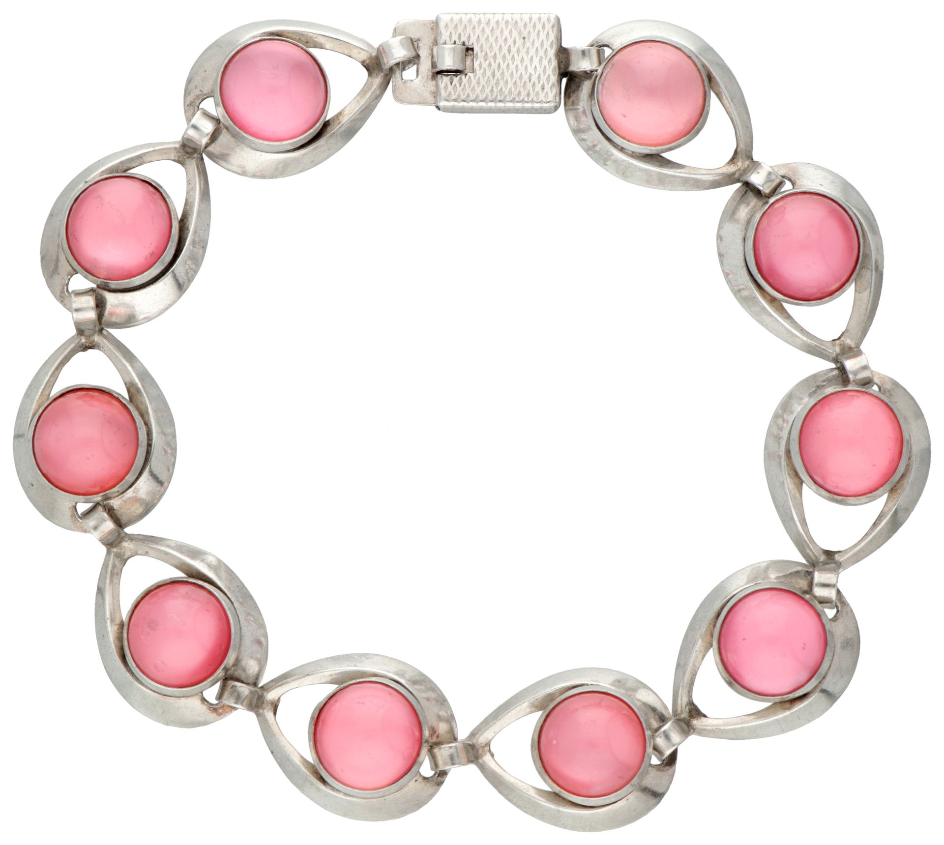 835 Silver bracelet by Danish designer Hermann Siersbol. With pink colored stone&hellip;