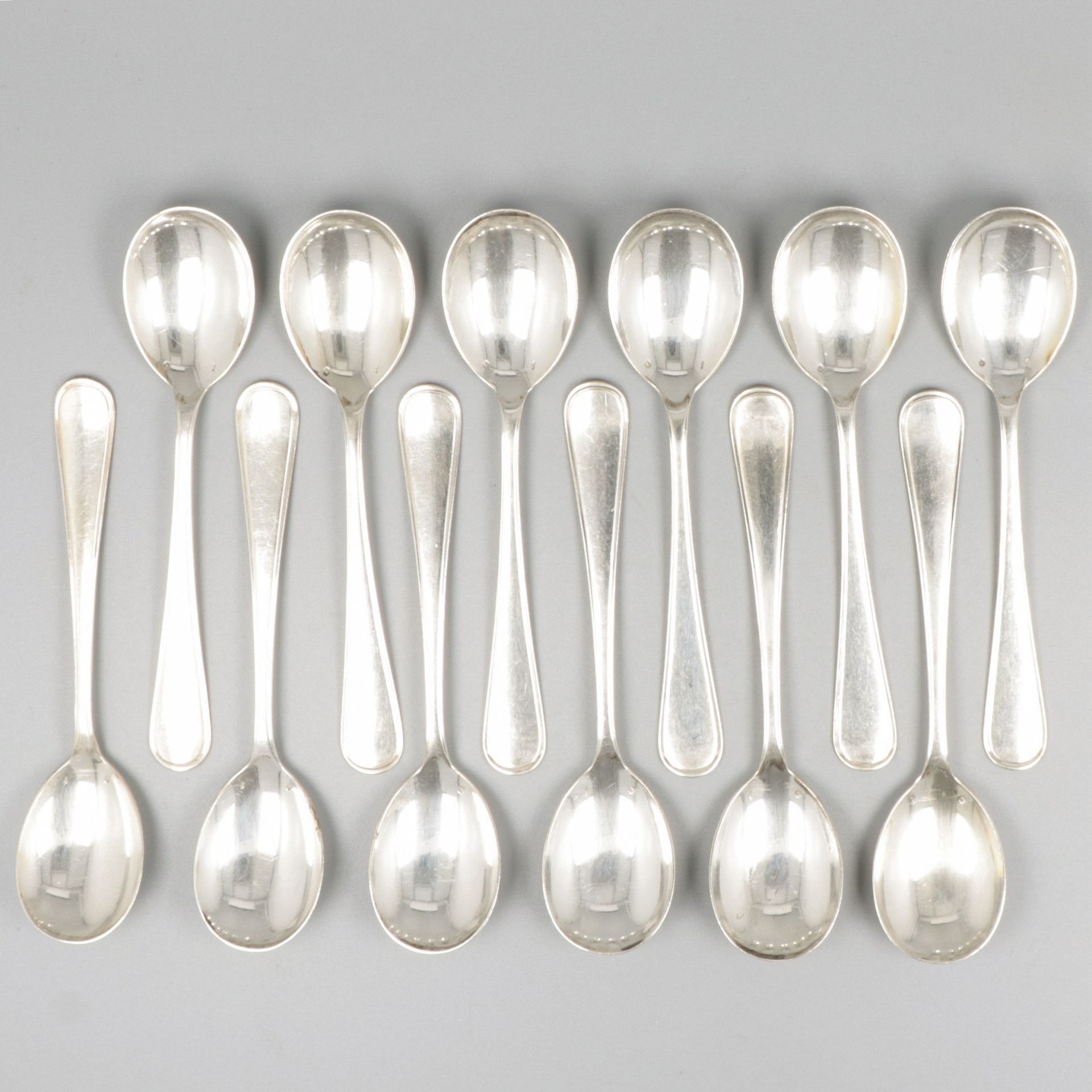 12-piece set dessert / ice cream spoons silver. "Hollands Rondfilet" o filetto r&hellip;