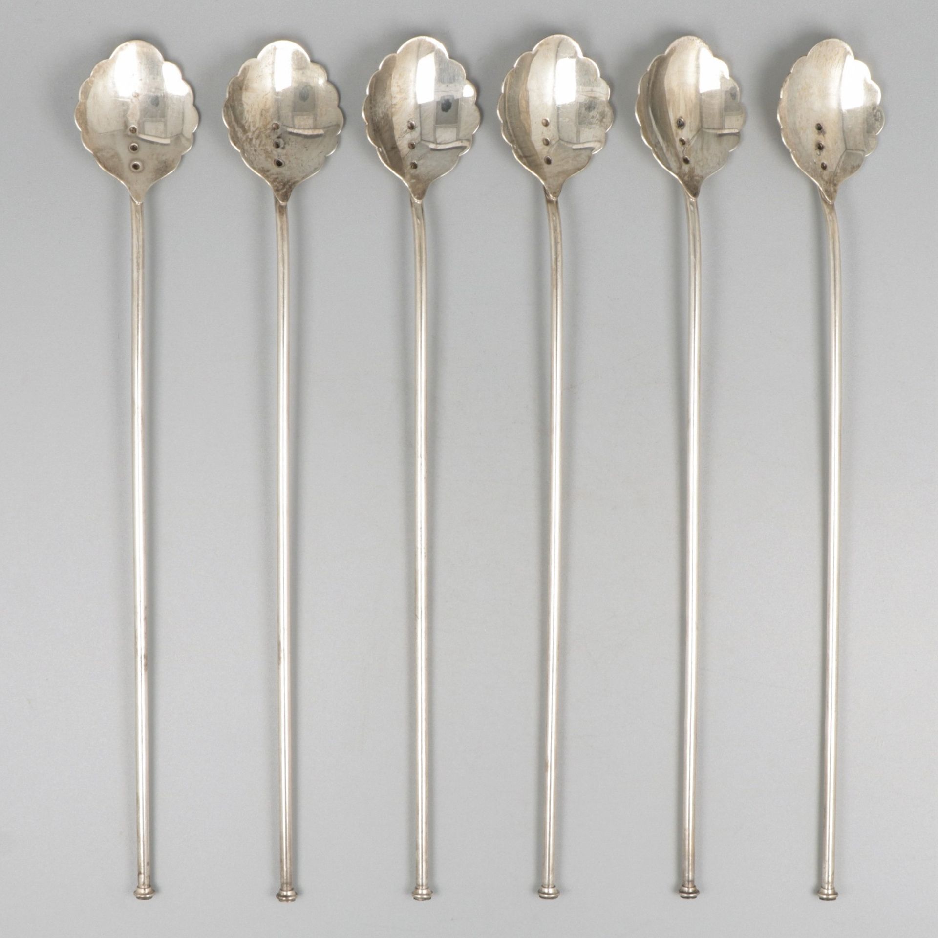 6-piece set ice tea / cocktail drinking spoons silver. Rührlöffel mit Trinkhalm &hellip;