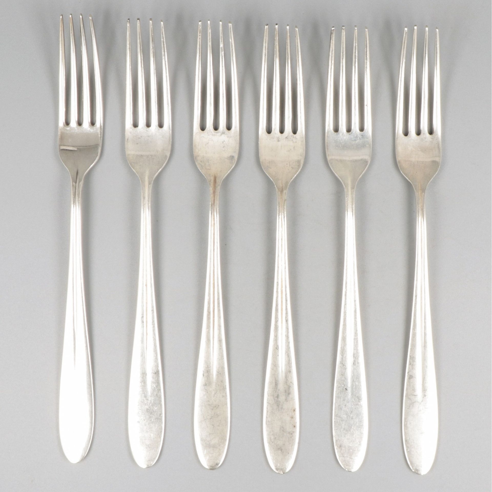 6-piece set dinner forks silver. Modell 400, entworfen von Gustav Beran. Niederl&hellip;