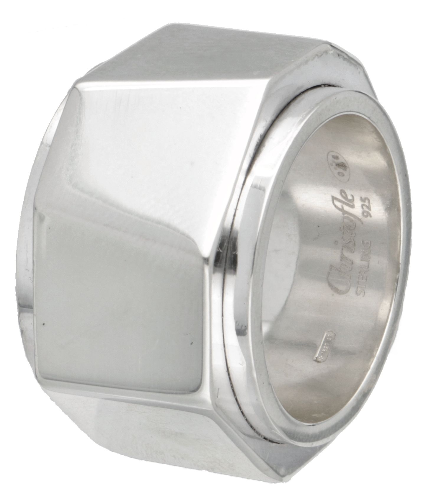 Solid sterling silver nut-shaped Christofle ring. 印章。Christofle，纯金，925，银质标记（OC，1&hellip;