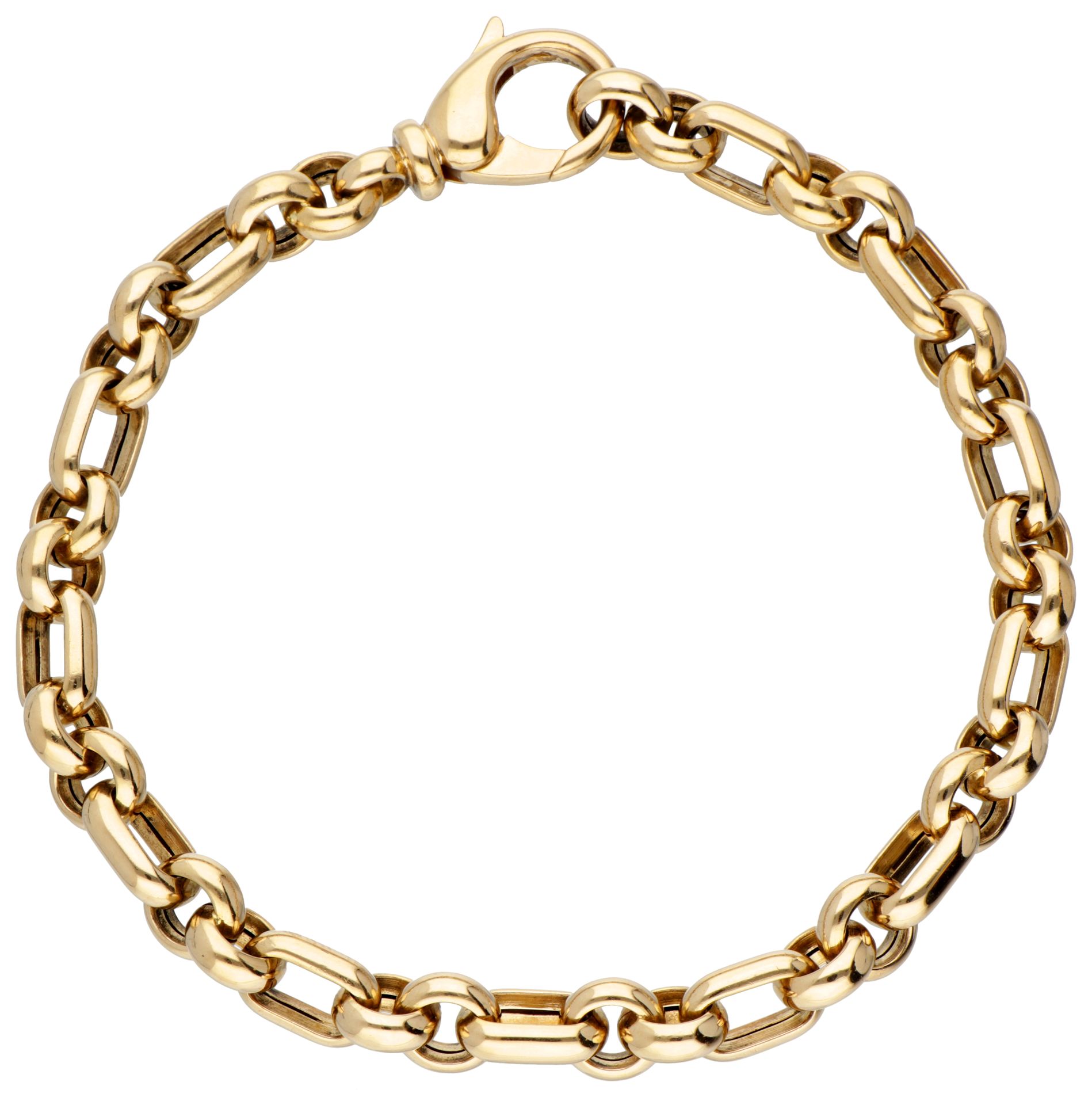 18K. Yellow gold jasseron link bracelet. 印章：750。状况良好。长：19.5厘米，链接宽度：0.7厘米。重量：17.7&hellip;