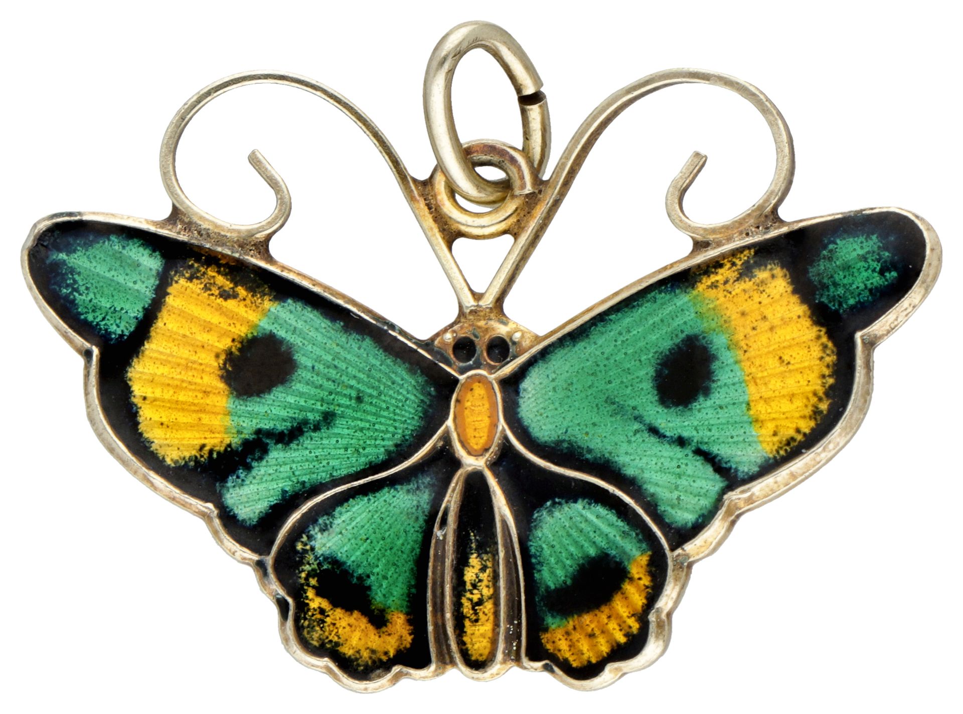 Sterling silver guilloche enamel butterfly brooch by Norwegian designer David An&hellip;