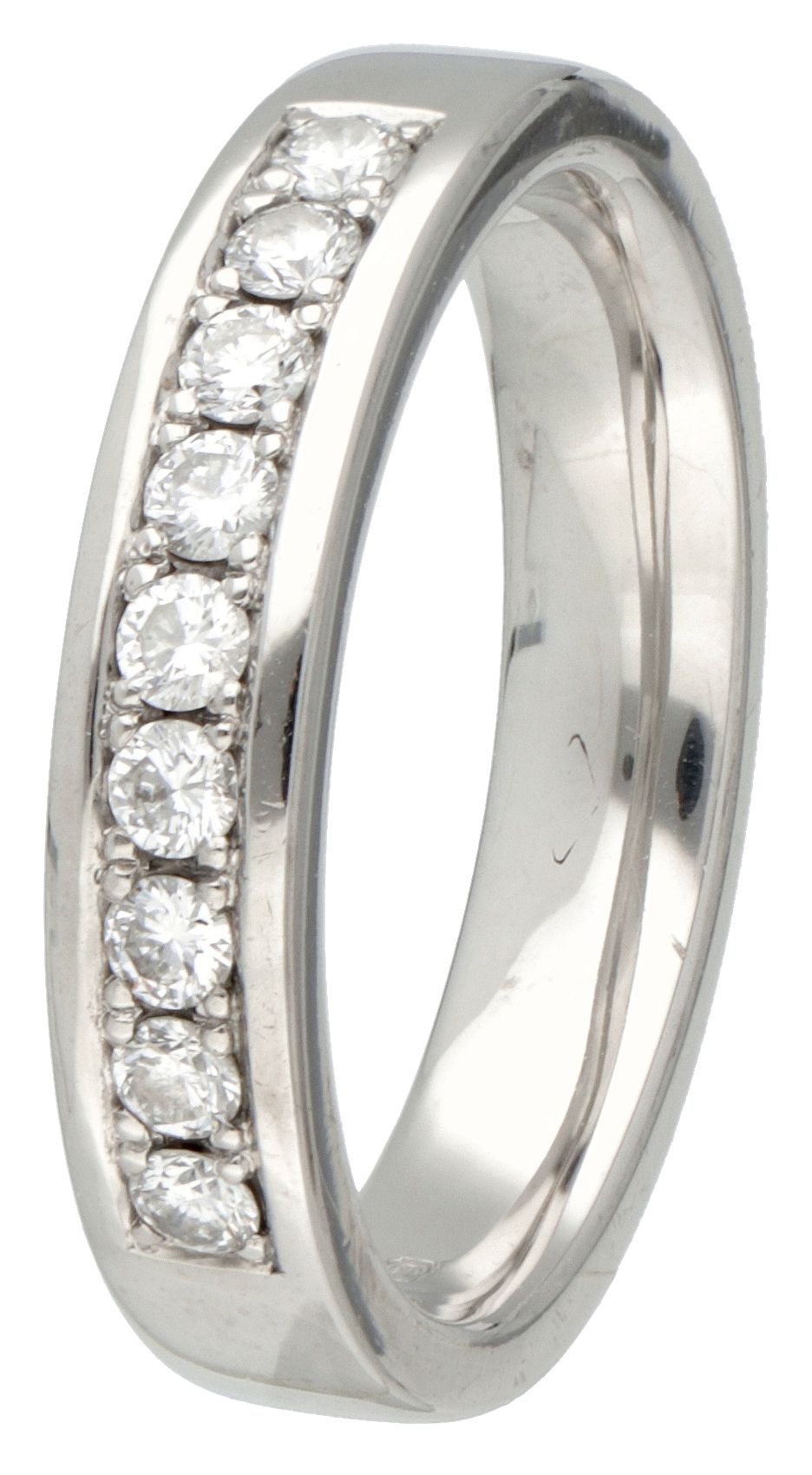 14K. White gold alliance ring set with approx. 0.27 ct. Diamond. Punziert: 585. &hellip;