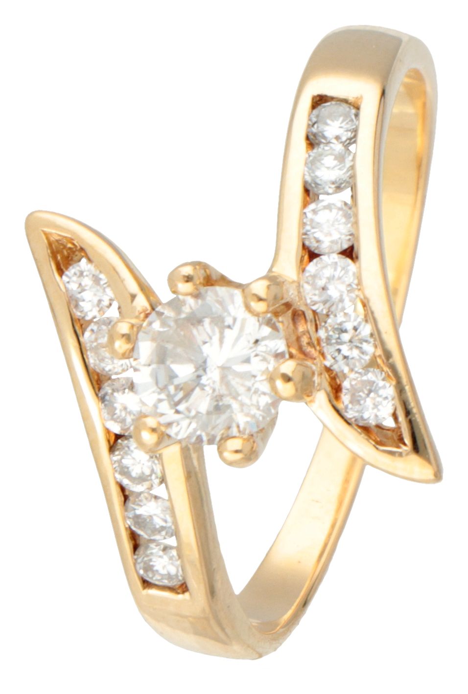 18K. Yellow gold ring set with approx. 0.58 ct. Diamond. Sellos: 750, marca del &hellip;