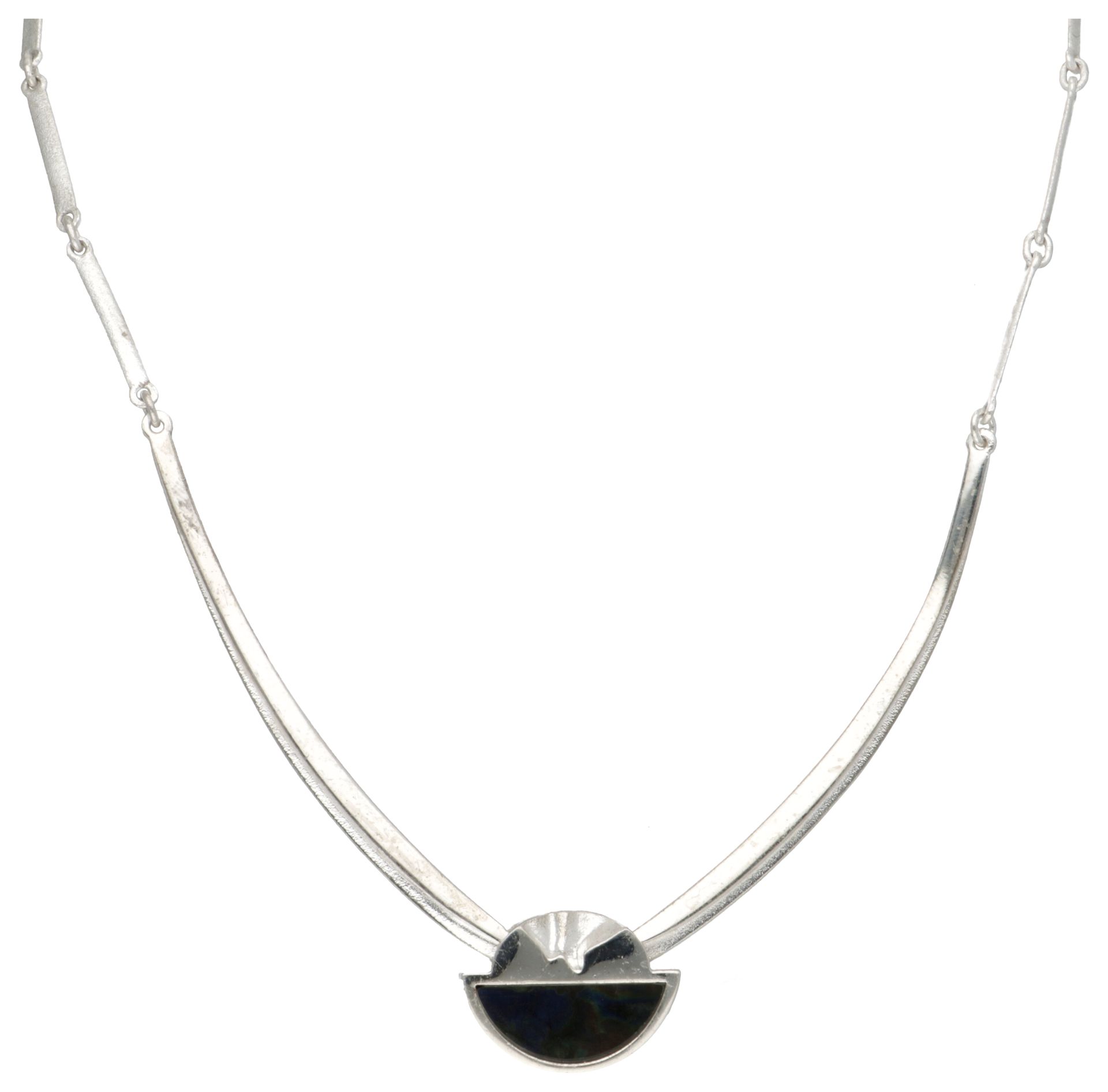 Sterling silver necklace with spectrolite by Zoltan Popovits for Lapponia. 印记：刻度&hellip;