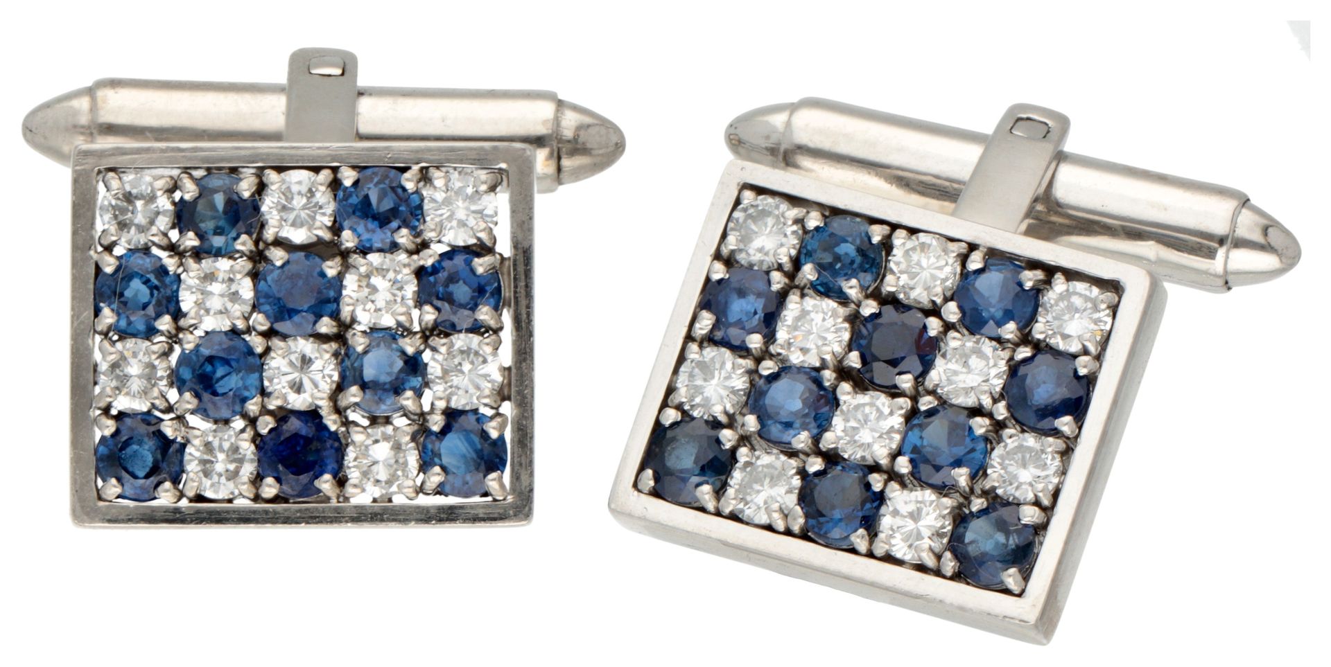 18K. White gold cufflinks set with approx. 1.00 ct. Diamond and approx. 2.60 ct.&hellip;