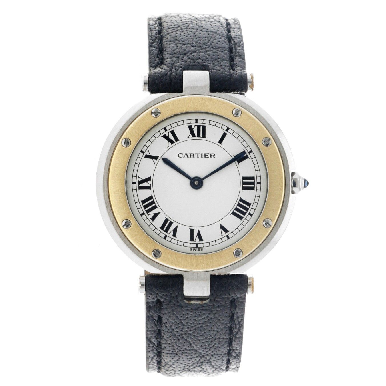 Cartier Santos Ronde 8191 - Men's watch Case: gold/steel (18 kt.) - strap: leath&hellip;
