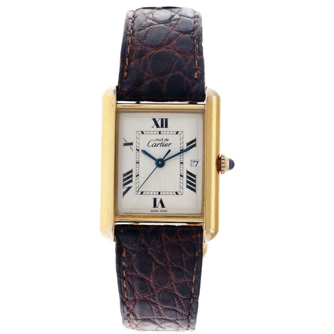 Cartier Tank Must 2413 - Men's watch - approx. 2000. Boîtier : argent (plaqué or&hellip;