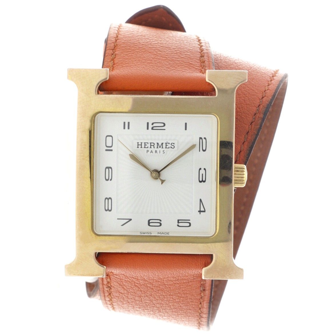 Hermes HH1.801 - ladies watch - approx. 2016. Gehäuse: vergoldet - Armband: Lede&hellip;