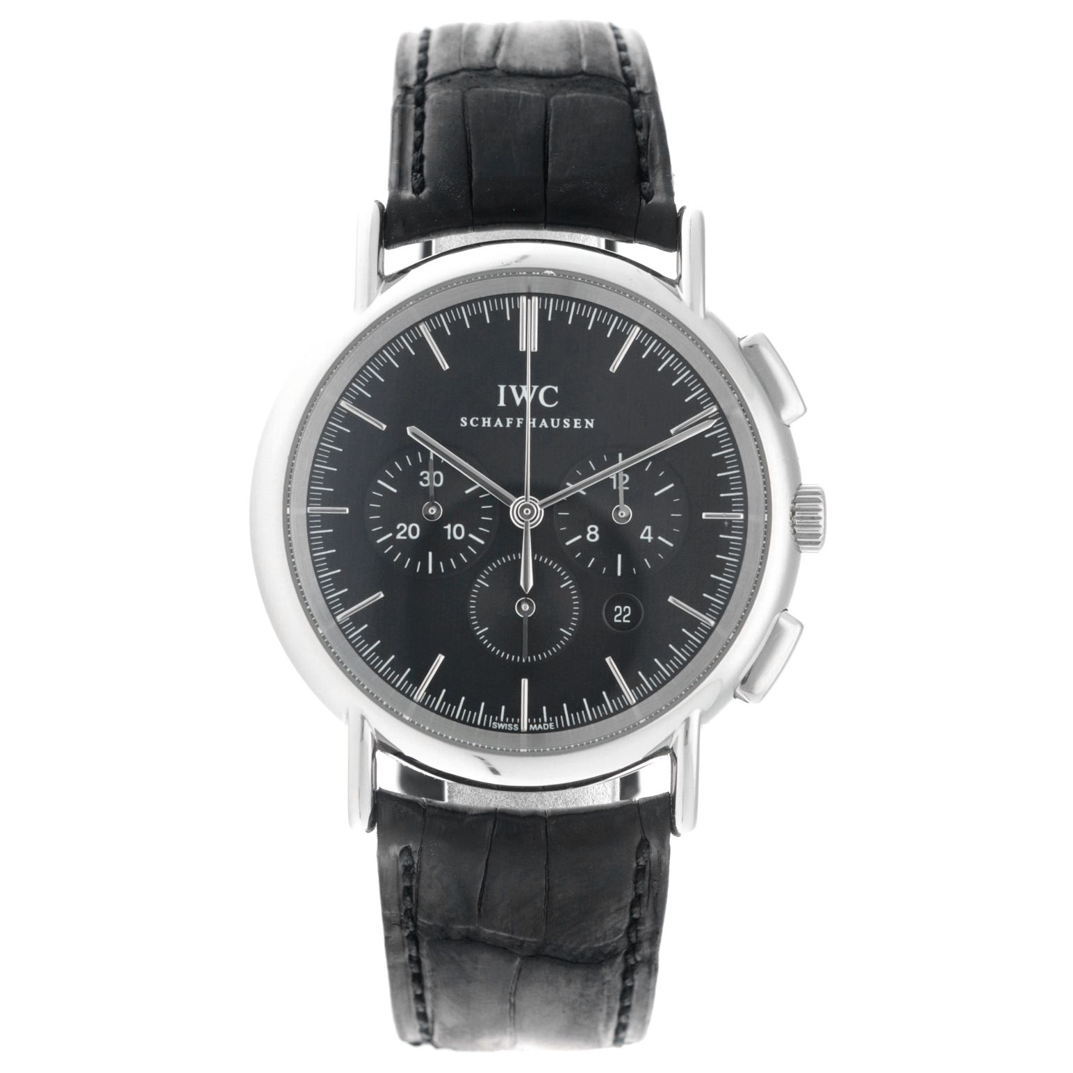 IWC Portofino Chronograph IW372404 - Men's watch - 2005. Case: steel - strap: le&hellip;