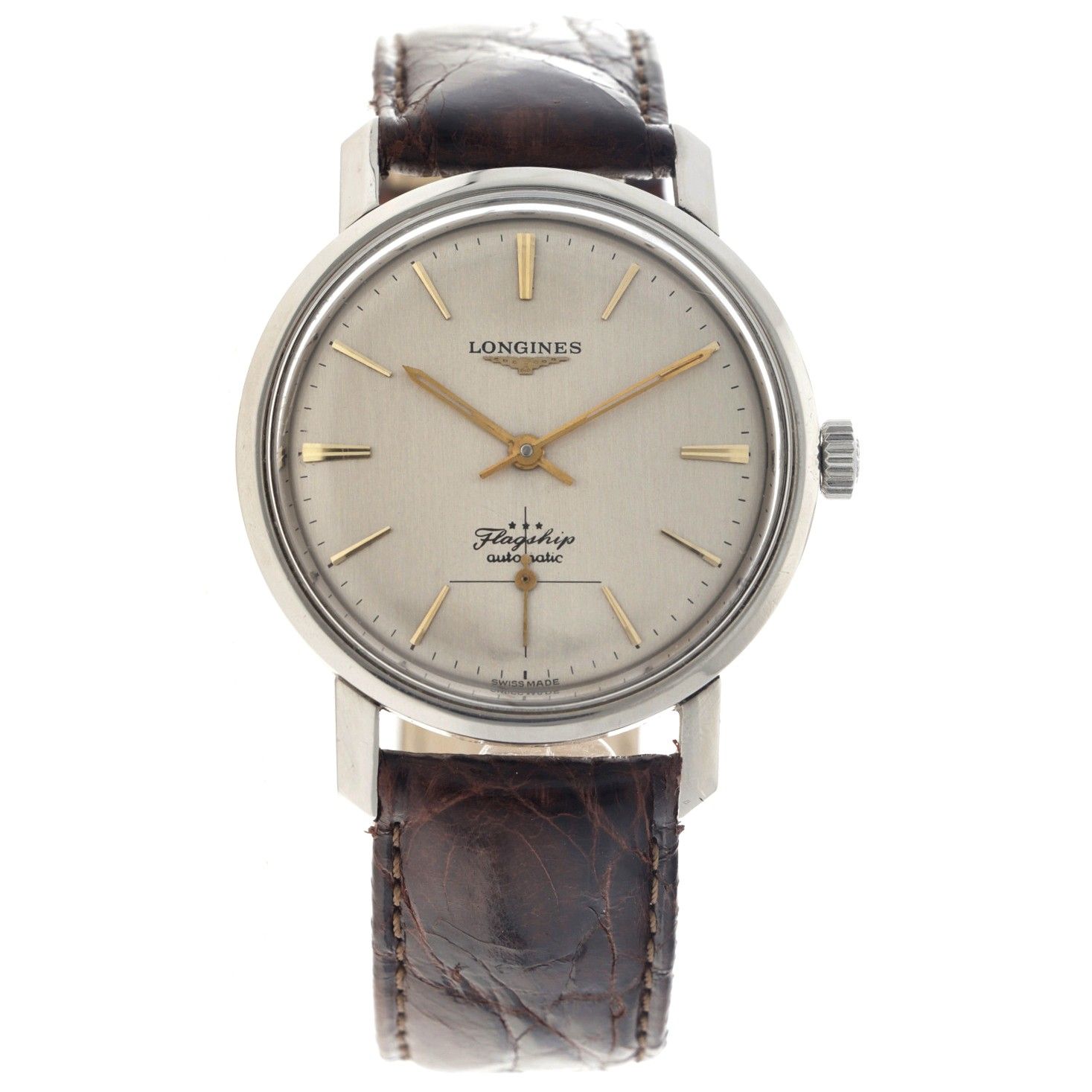 Longines Flagship 3102-1 - Men's watch - approx. 1960. Case: steel - strap: leat&hellip;