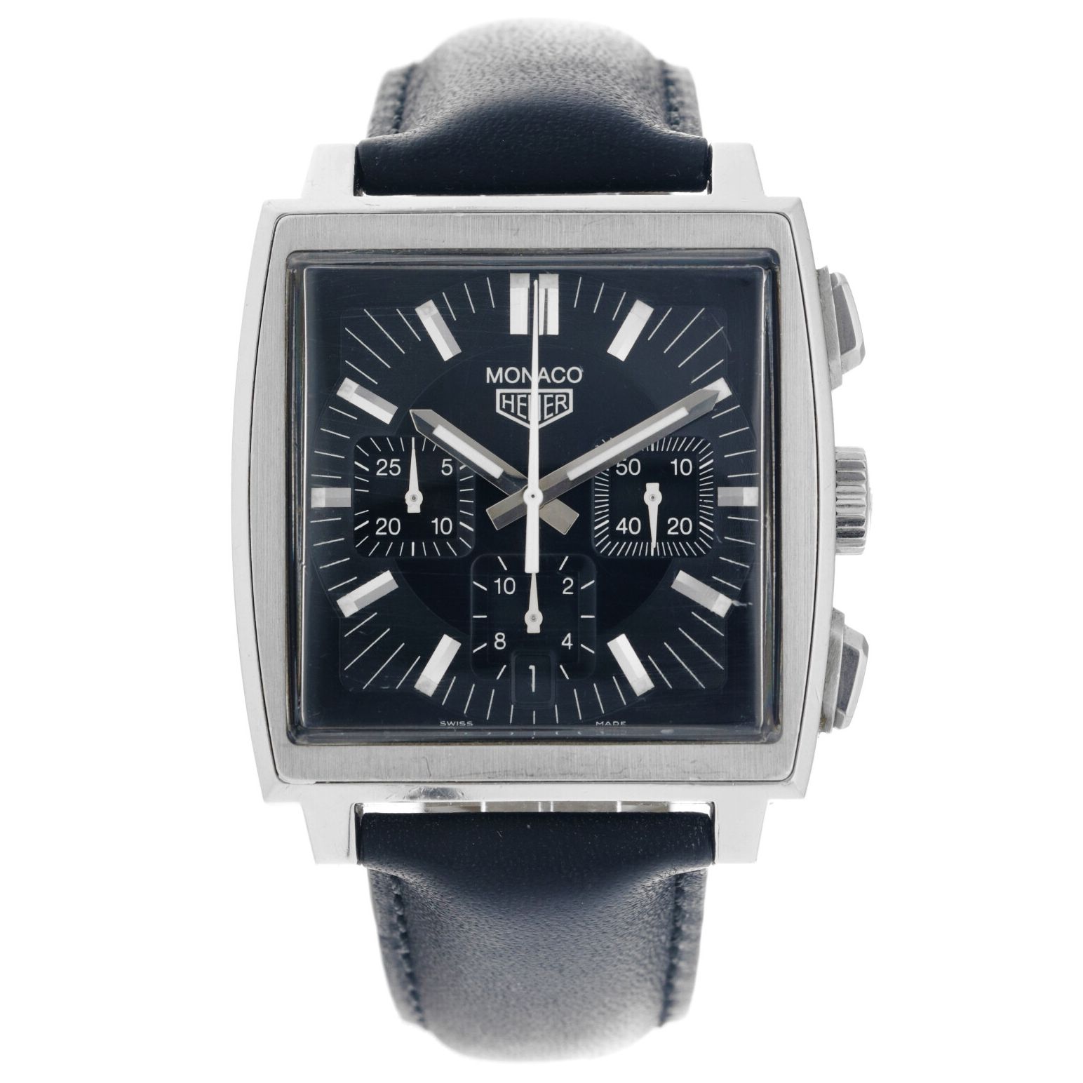 Tag Heuer Monaco CS2111 - Men's watch - approx. 2000. 表壳: 钢 - 表带: 皮革 - 自动上链 - 包装&hellip;