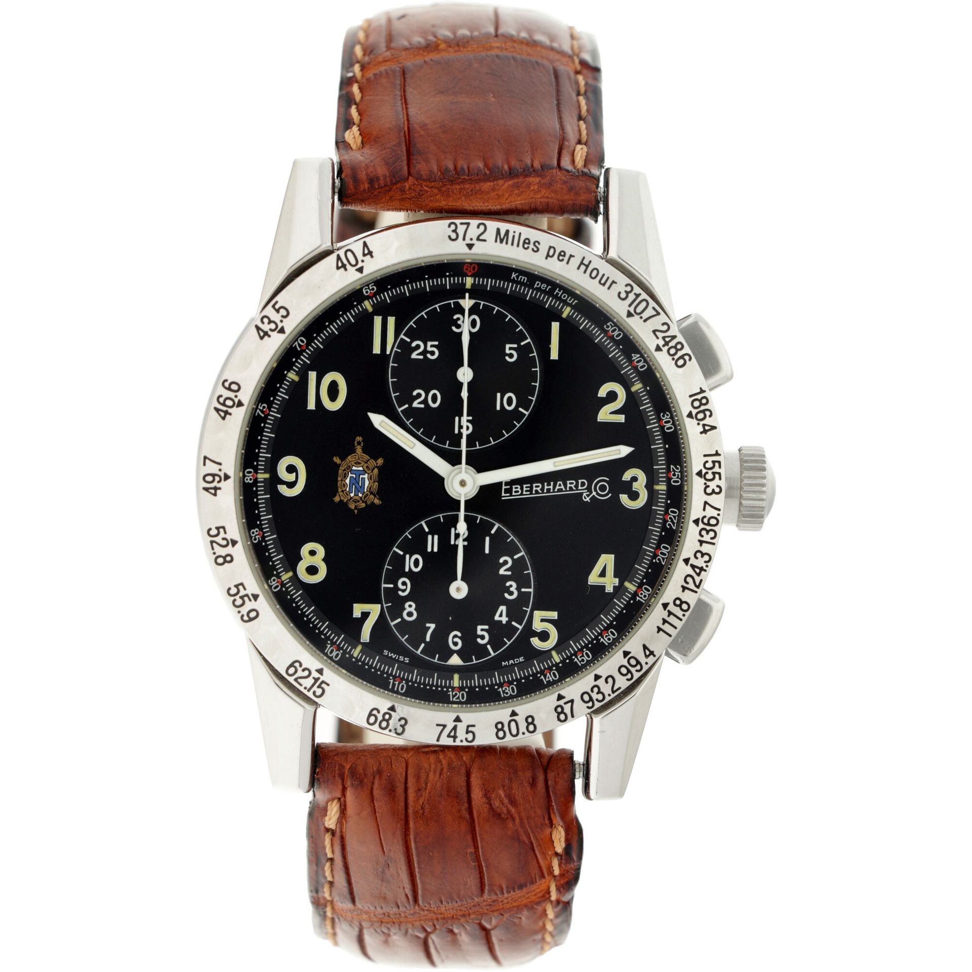 Eberhard & Co. Tazio Nuvolari 31030 - Men's watch - 1994. 表壳: 钢 - 表带: 皮革 - 自动上链 &hellip;
