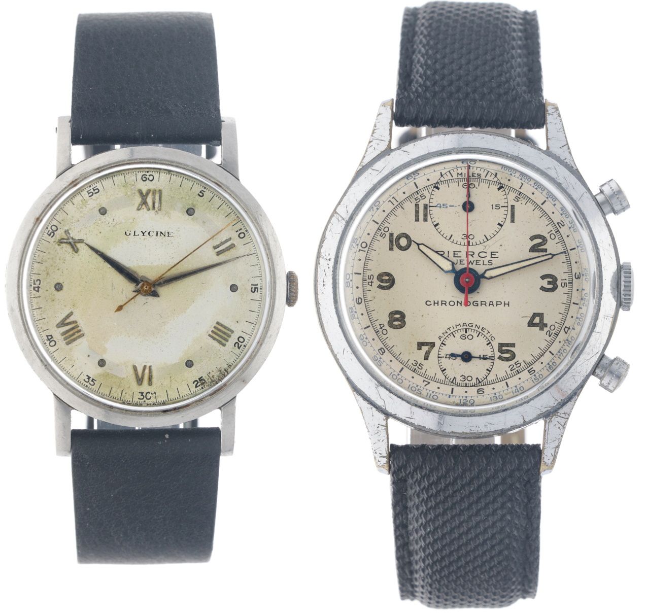Lot (2) vintage watches - Pierce & Glycine - Men's watch - approx. 1950. Case: s&hellip;