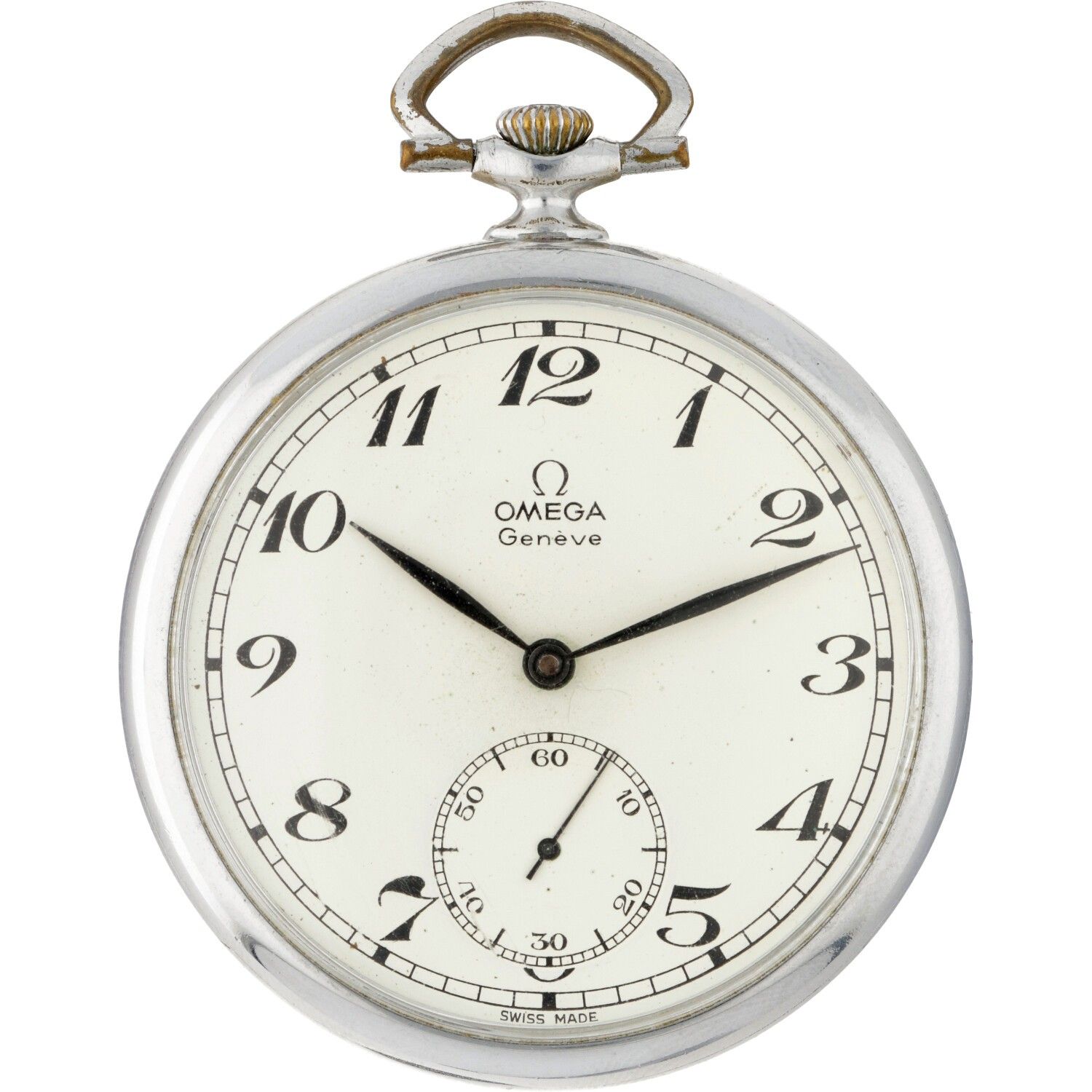 Omega 121.1740 - Men's pocket watch - approx. 1978. Boîtier : acier - chaîne : a&hellip;